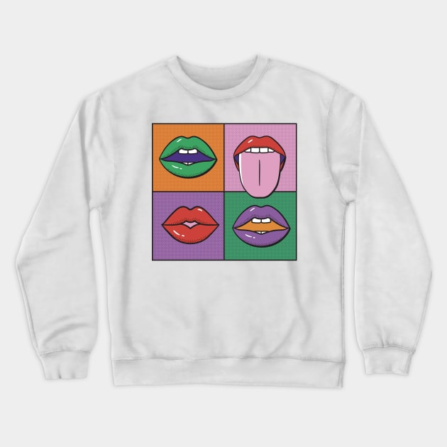 Pop Art Mouths Painting Crewneck Sweatshirt by ExelanArt